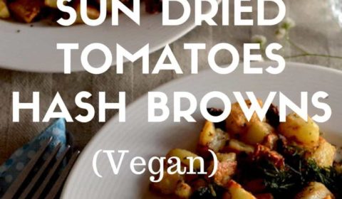 Hash Browns with Sun dried tomatoes, Vegan. maninio.com #veganhashbrowns #vegansides