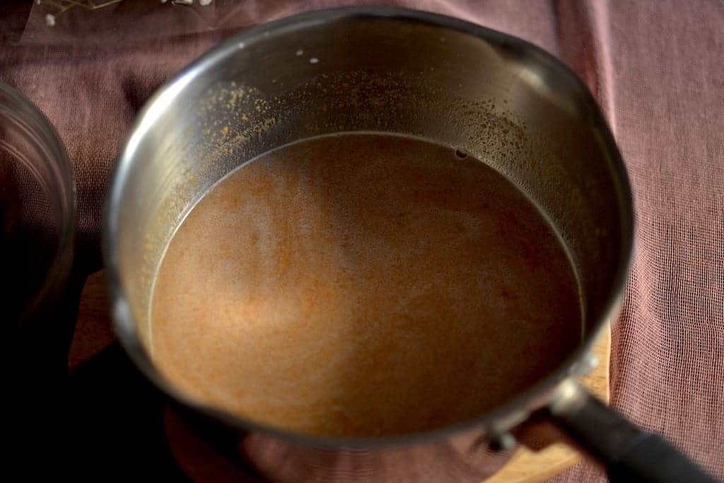 Peanut Butter boiling in a pan