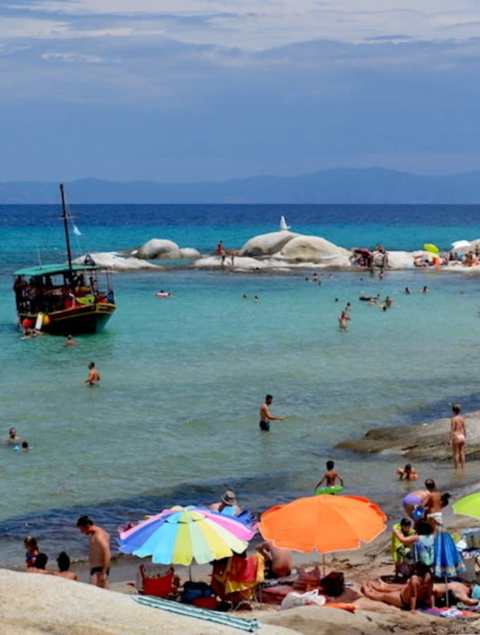 Halkidiki Beaches with a boat