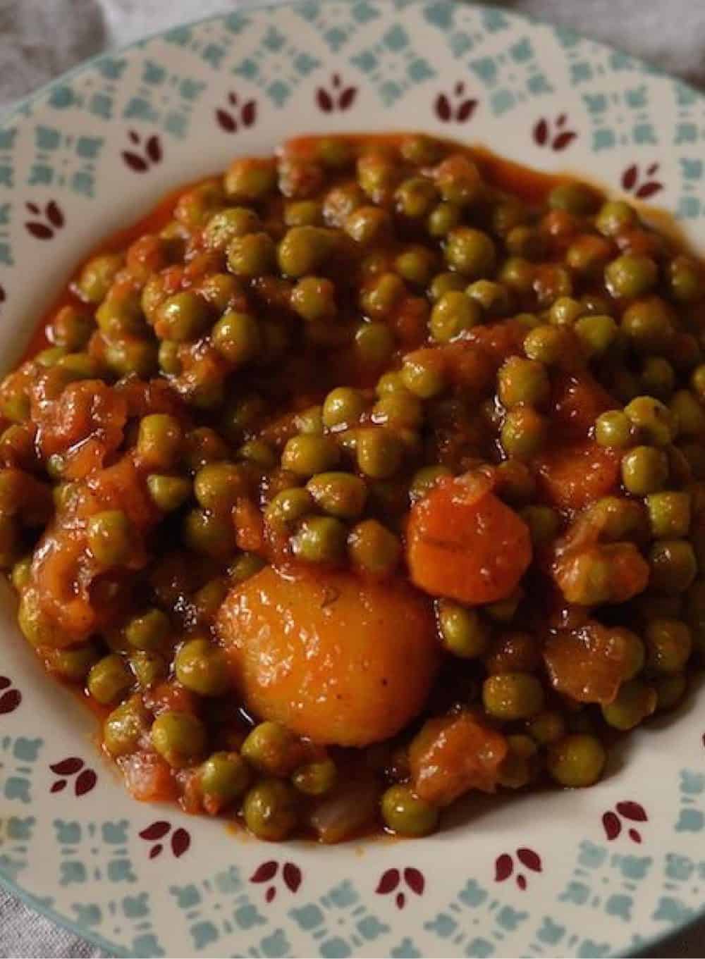 Traditional Pea dish in a blue plate