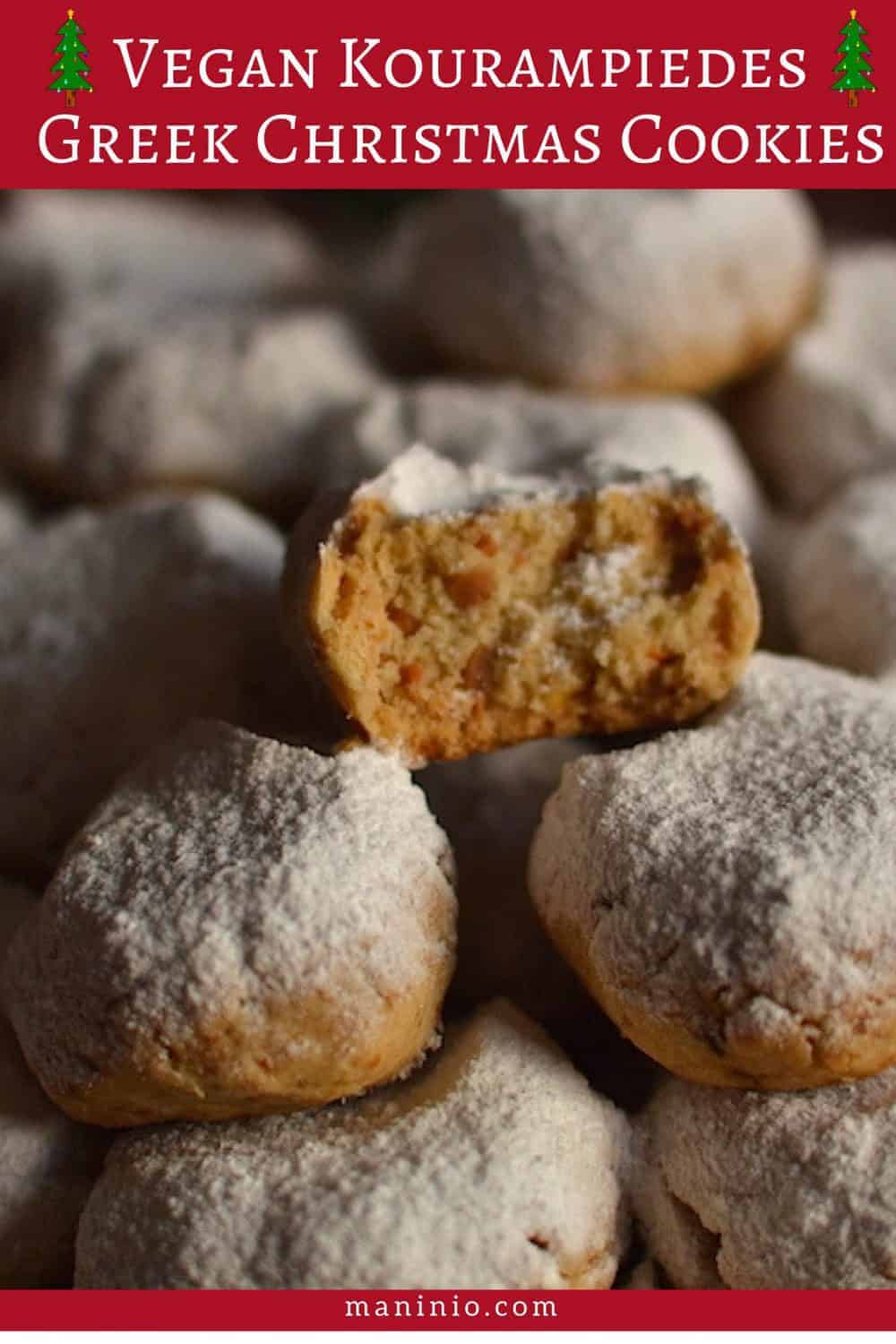 Vegan Κουραμπιέδες ψημένοι με Ζάχαρη Καρύδας | Με λίγες Θερμίδες. maninio.com #christmascookies #vegankourampiedes