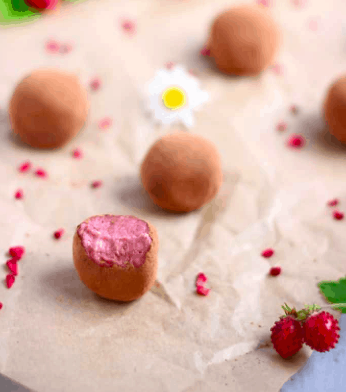 vegan strawberry chocolate truffles