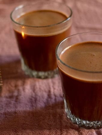 Sugar free hot chocolate in a glass