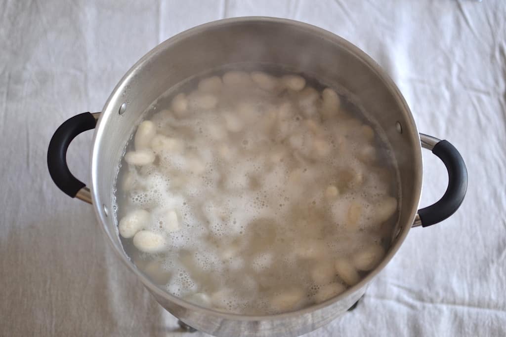 boil the gigante beans in a pan