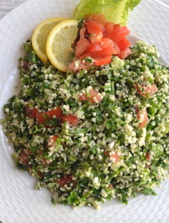 tabbouleh in a white plate
