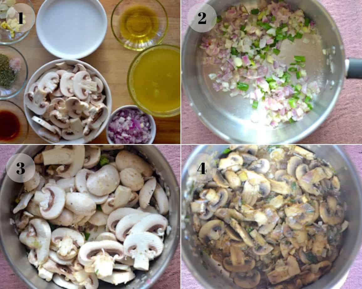 vegan mushroom soup collage