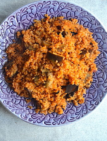quinoa recipe in a purple plate