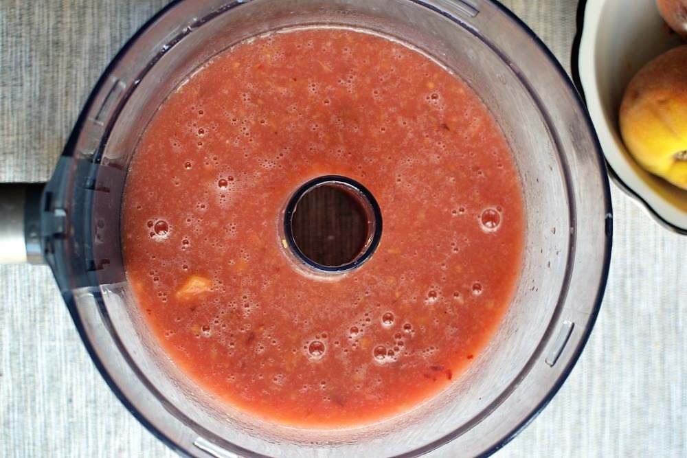 blended smoothie in a food processor