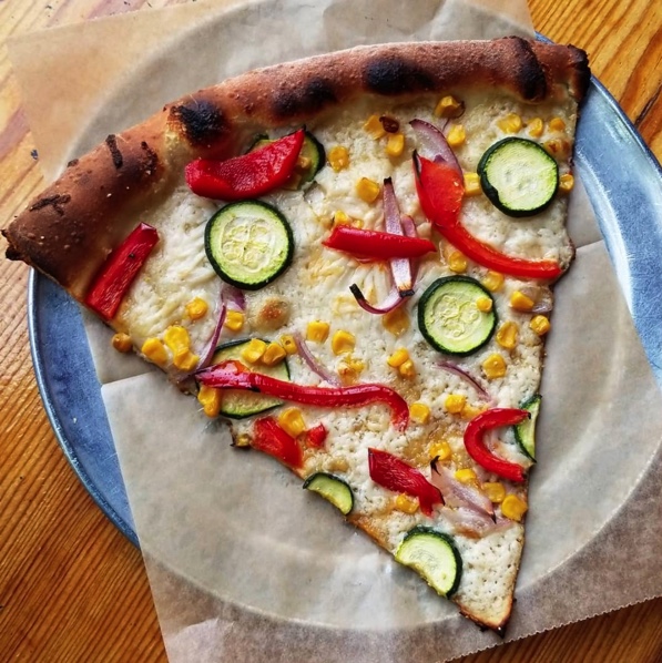 Vegan pizza slice